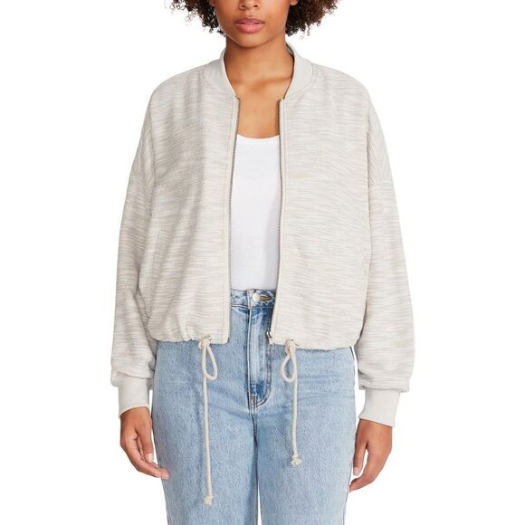 Steve Madden Yves  Textured Ribbed Trim Bomber Jacket - Picture 1 of 9